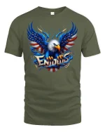 USA Bald Eagle T-Shirt - military green t-shirt on white background