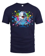 Happy Dolphin Ocean Graphic T-Shirt - navy t-shirt on white background