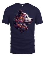 Mystic Wolf Clouds Graphic T-Shirt - navy t-shirt on white background