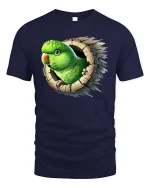 Funny Parrot Peek Out Tee - navy t-shirt on white background