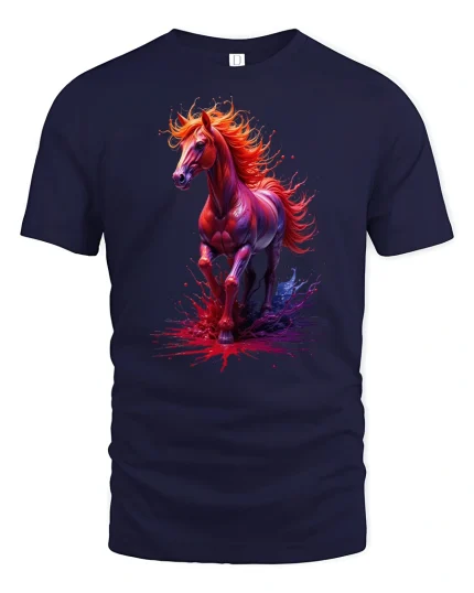 Fiery Spirit Horse T-Shirt - navy t-shirt on white background