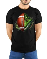 Alligator Football Fusion T-Shirt - model with hands behind back, wearing Black T-shirt and blue jeans