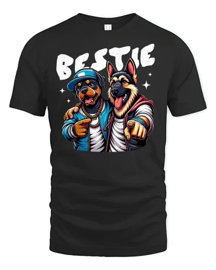 Funny Dog Bestie T-Shirt - black t-shirt on white background