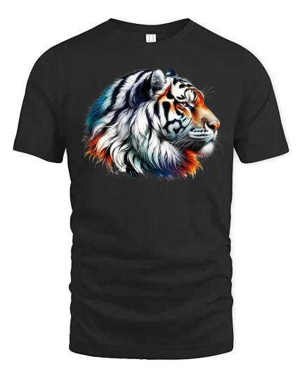 Majestic Tiger Head Graphic T-Shirt - black t-shirt on white background