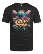Drip Strong Baseball T-Shirt - black t-shirt on white background