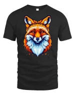 Vibrant Fox Face T-Shirt - black t-shirt on white background