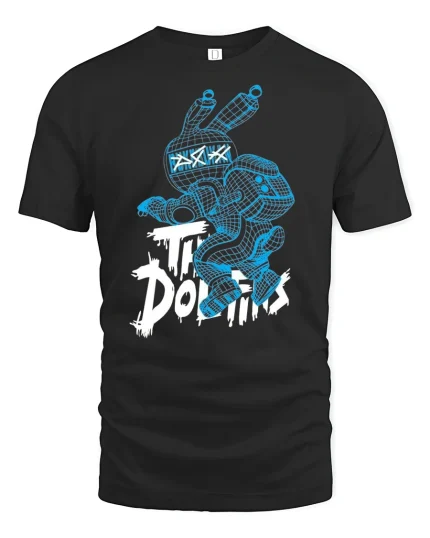 Cyber Bunny Wireframe Tee - black t-shirt on white background