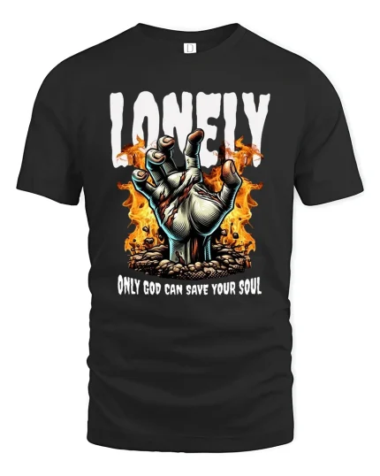Lonely Hand of Fire Graphic Tee - black t-shirt on white background