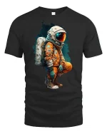 Retro Astronaut Graphic Tee - black t-shirt on white background