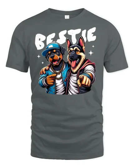 Funny Dog Bestie T-Shirt - gray t-shirt on white background