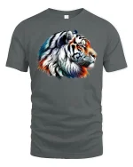 Majestic Tiger Head Graphic T-Shirt - gray t-shirt on white background