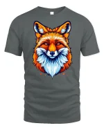 Vibrant Fox Face T-Shirt - gray t-shirt on white background