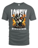 Lonely Hand of Fire Graphic Tee - gray t-shirt on white background