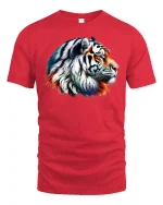 Majestic Tiger Head Graphic T-Shirt - red t-shirt on white background