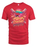 Drip Strong Baseball T-Shirt - red t-shirt on white background