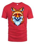 Vibrant Fox Face T-Shirt - red t-shirt on white background