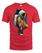Retro Astronaut Graphic Tee - red t-shirt on white background