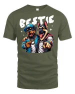 Funny Dog Bestie T-Shirt - military green t-shirt on white background