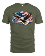 American Eagle USA Flag T-Shirt - military green t-shirt on white background