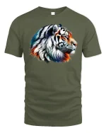 Majestic Tiger Head Graphic T-Shirt - military green t-shirt on white background
