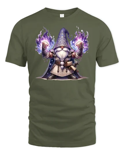 Mystic Wizard Power Graphic Tee - military green t-shirt on white background