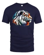 Majestic Tiger Head Graphic T-Shirt - navy t-shirt on white background