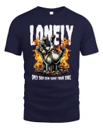 Lonely Hand of Fire Graphic Tee - navy t-shirt on white background