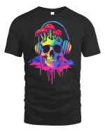 Trippy Skull T-Shirt - black t-shirt on white background