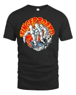 Fingerboard Skeleton Skate Tee - black t-shirt on white background