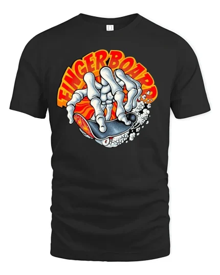 Fingerboard Skeleton Skate Tee - black t-shirt on white background