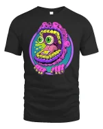 Trippy Monster Face Graphic Tee - black t-shirt on white background