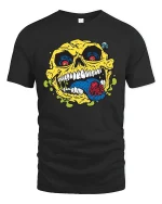 Creepy Skull Spider Tongue Tee - black t-shirt on white background