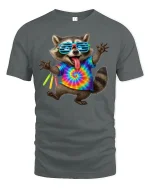 Party Raccoon Tie Dye T-Shirt - gray t-shirt on white background