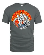 Fingerboard Skeleton Skate Tee - gray t-shirt on white background