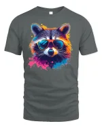 Cool Raccoon Sunglasses Tee - gray t-shirt on white background