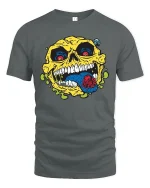 Creepy Skull Spider Tongue Tee - gray t-shirt on white background