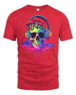 Trippy Skull T-Shirt - red t-shirt on white background