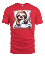 Cute Baby Sloth Bedtime T-Shirt - red t-shirt on white background