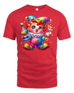 Cute Clown Cartoon Funny Circus T-Shirt - red t-shirt on white background
