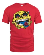 Creepy Skull Spider Tongue Tee - red t-shirt on white background