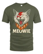 Meowie Rockstar Cat Funny T-Shirt - military green t-shirt on white background
