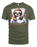 Cute Baby Sloth Bedtime T-Shirt - military green t-shirt on white background