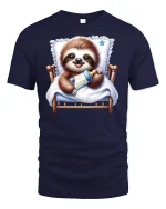 Cute Baby Sloth Bedtime T-Shirt - navy t-shirt on white background