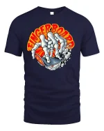Fingerboard Skeleton Skate Tee - navy t-shirt on white background