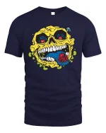 Creepy Skull Spider Tongue Tee - navy t-shirt on white background