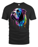 Rainbow Drip Dog Art Tee - black t-shirt on white background