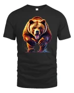 Fierce Grizzly Bear Tee - black t-shirt on white background