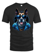 Cool Dog Sunglasses Biker T-Shirt - black t-shirt on white background