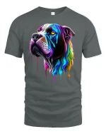 Rainbow Drip Dog Art Tee - gray t-shirt on white background