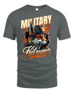Military Kitsune Warrior Fox T-Shirt - gray t-shirt on white background